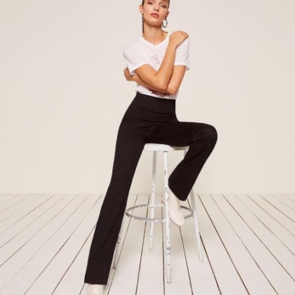 Reformation Black Cara Wide Leg Stretch Pant - Size 6 - Picture 3 of 13